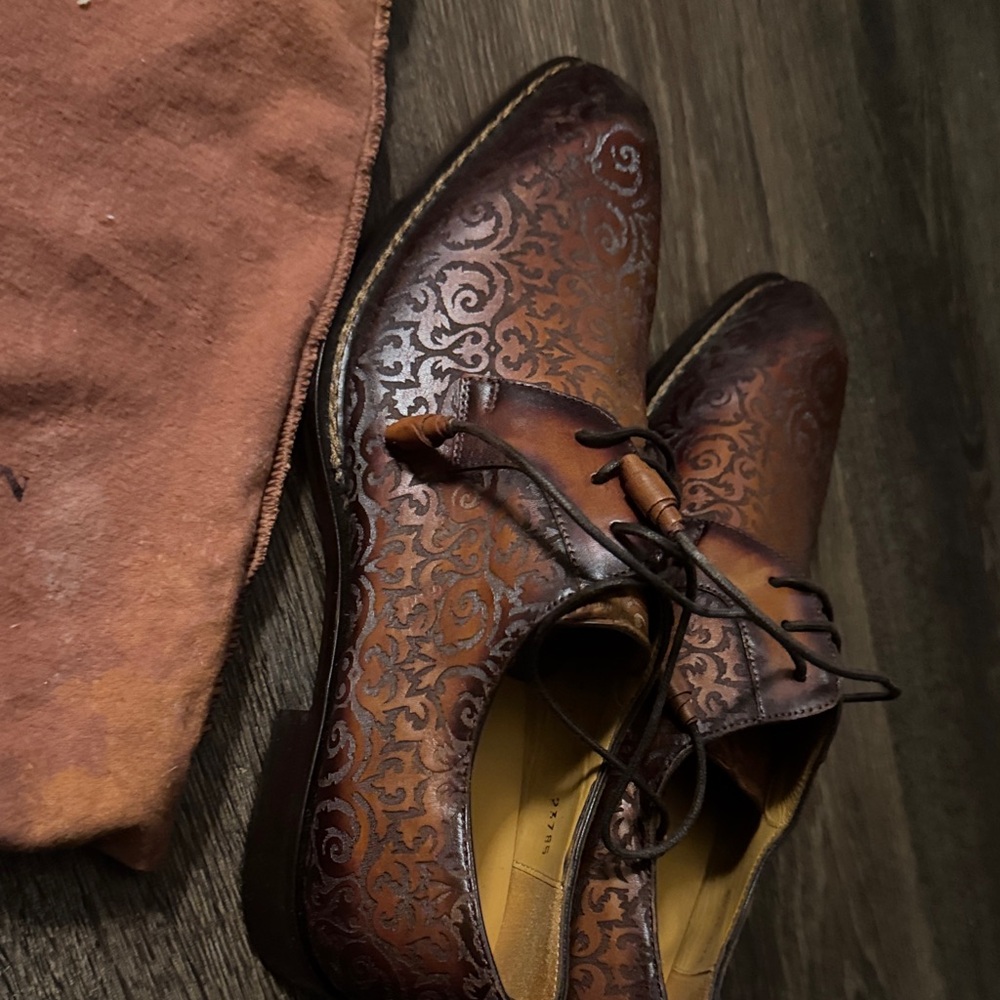 Mezlan Intricate Brown Leather Oxfords - Picture 3 of 12